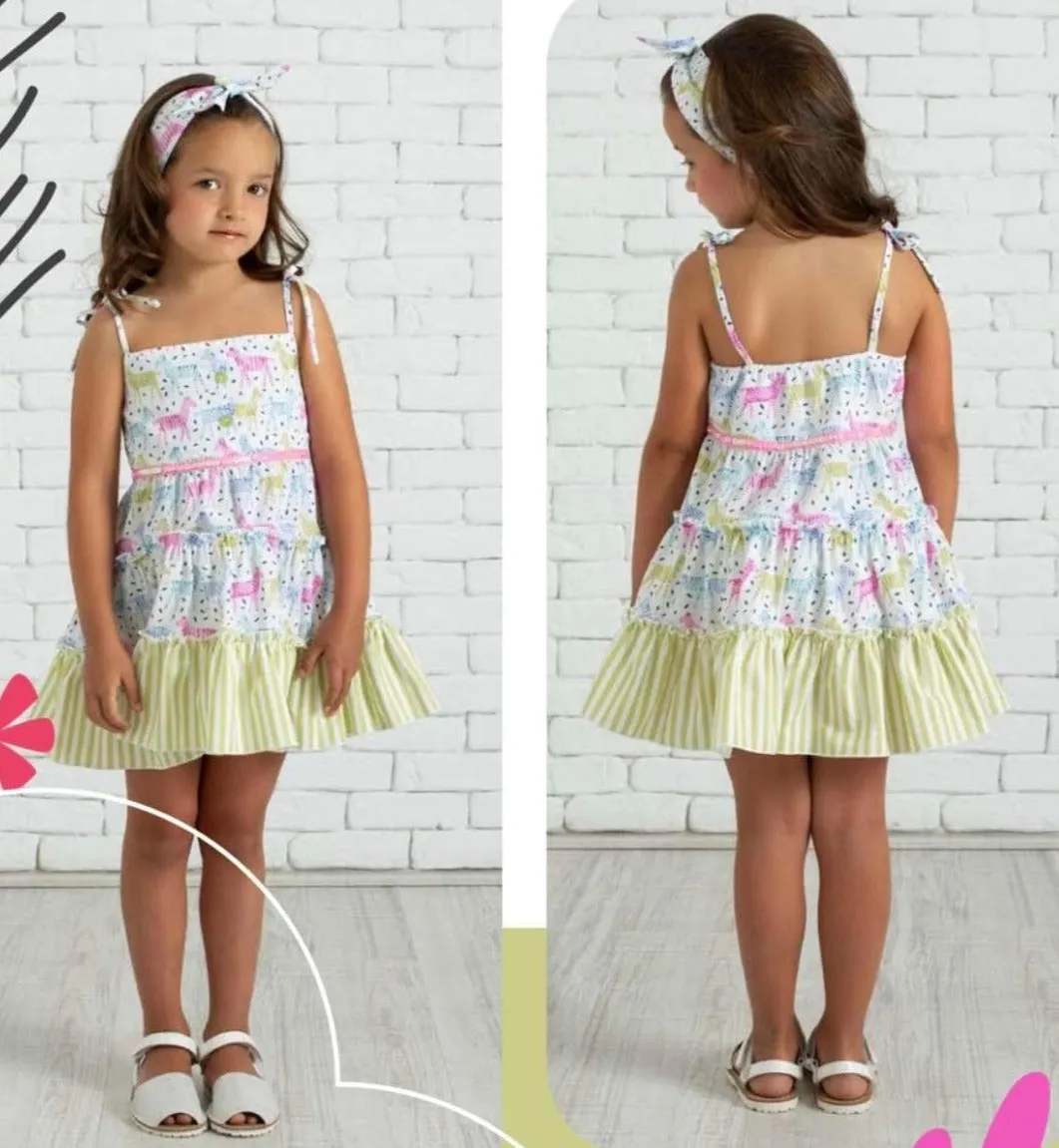CLEARANCE DEAL - Alhuka - Baby Girl's Oslo Multi Coloured Animal Print Dress & Knickers Set