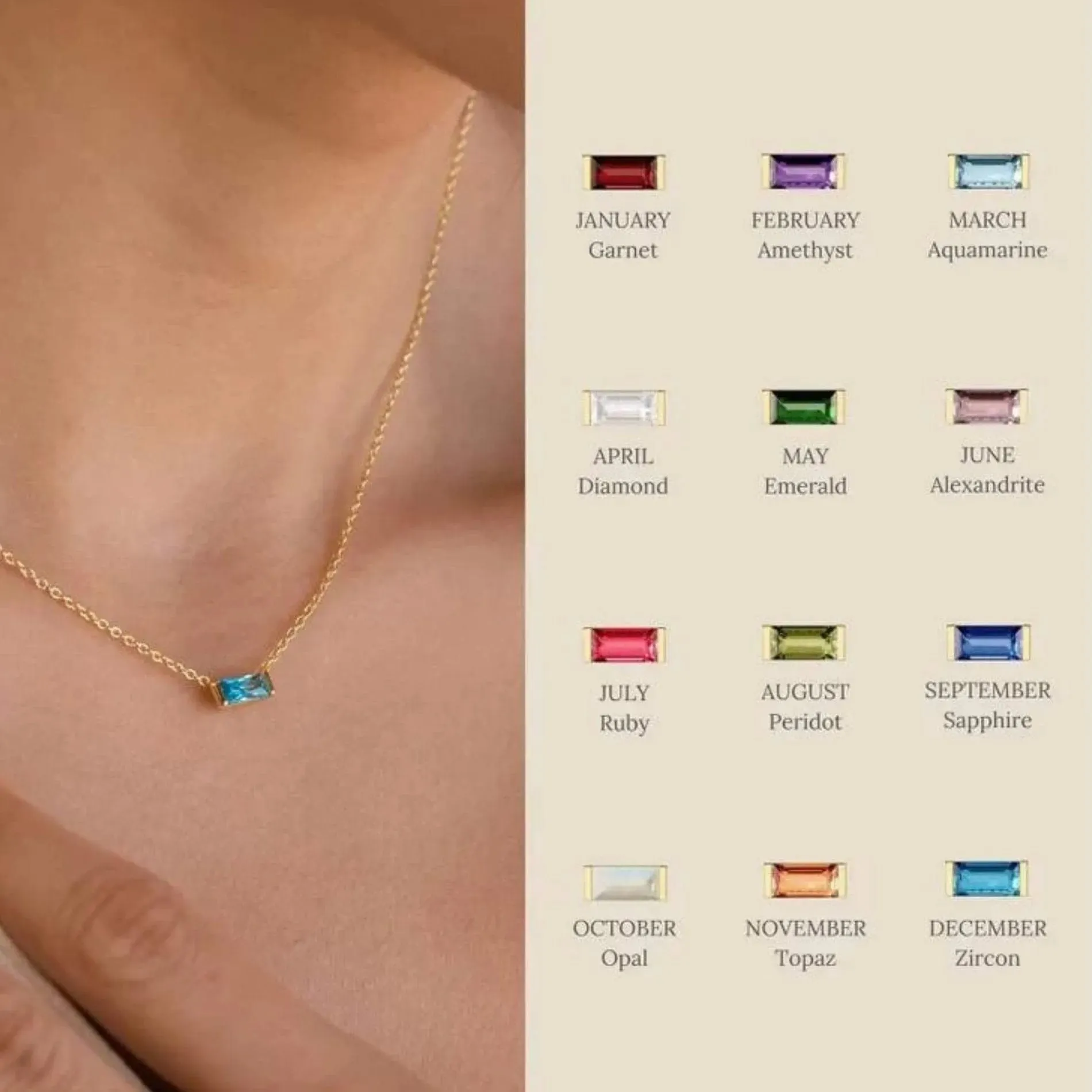 Love Waterproof Birthstone JUNE Necklace 18K Gold Plating