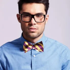 Sale! Delt Purple and Gold Striped Silk Bow Tie